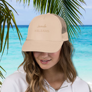 Black Trendy Elegante Vorname Tan Brown Truckerkappe