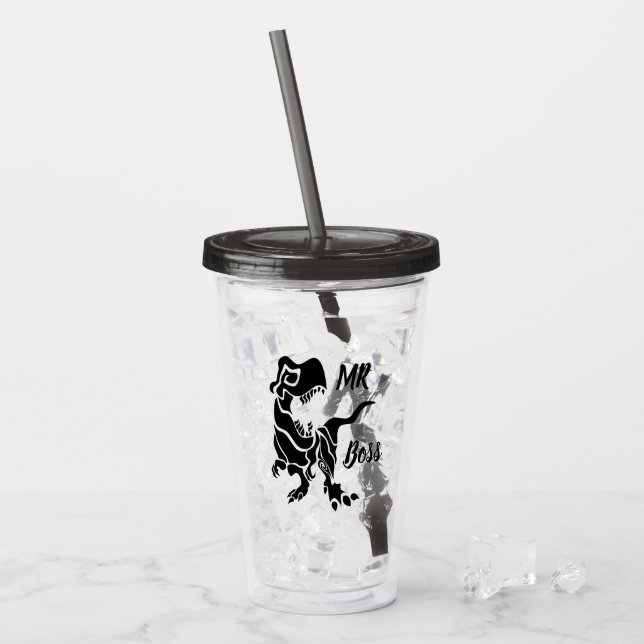 Black Trex The Boss Dino Acryltrinkbecher (Vorderseite Ice)