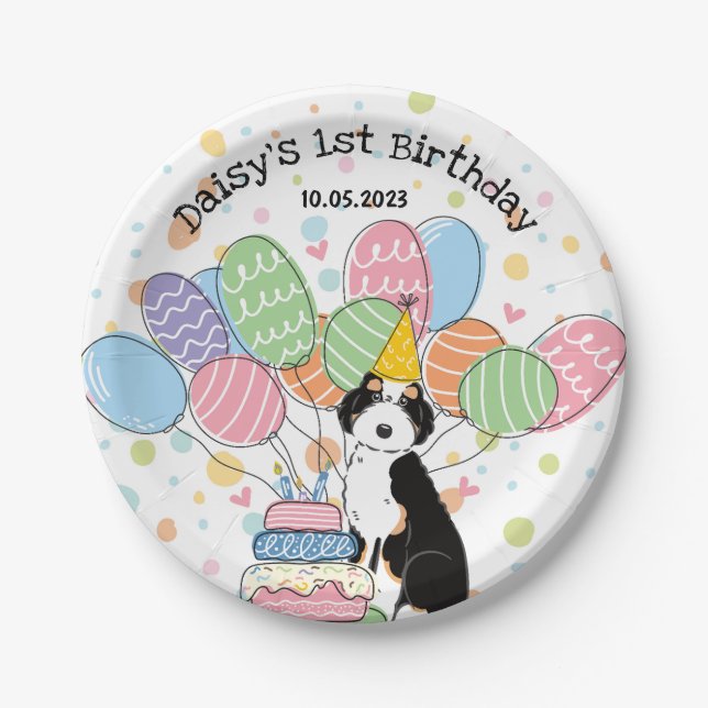 Black Tri Aussiedoodle Birthday Party Paper Teller (Vorderseite)