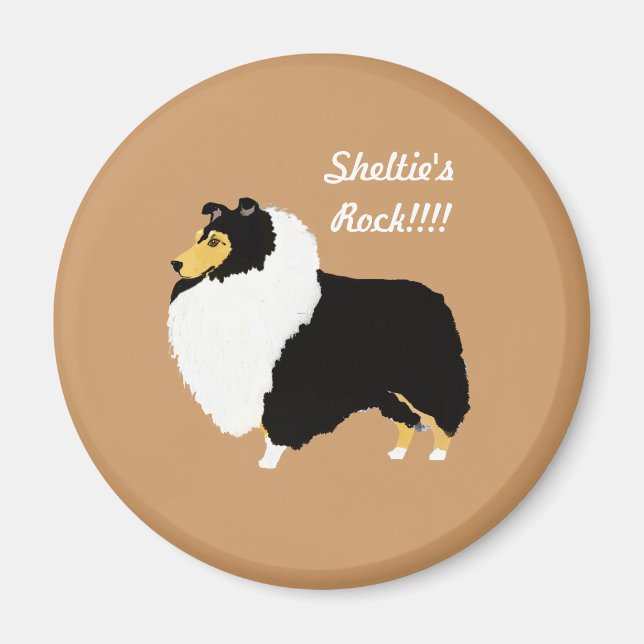 Black Tri Shetland Sheepdogs Rock!! Magnet (Vorne)