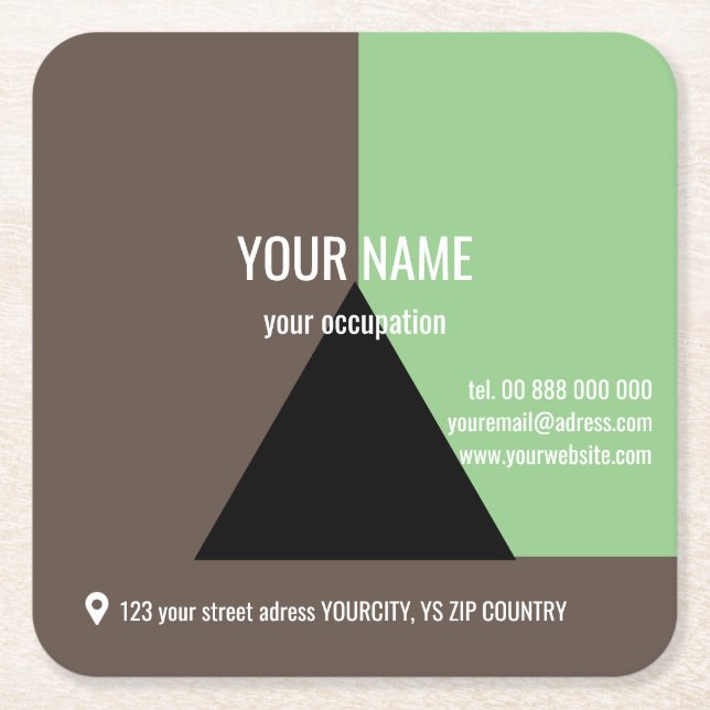 BLACK TRIANGLE Square, 2,5" x 2,5" Business Card S Rechteckiger Pappuntersetzer (Vorderseite)