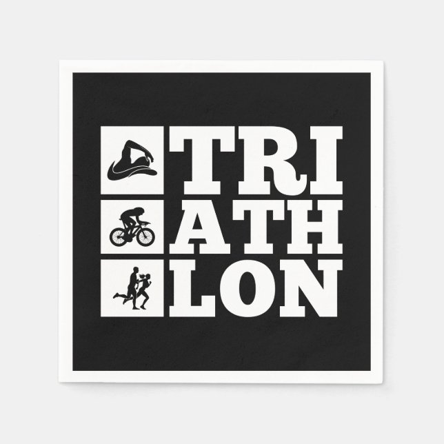 Black ・ Triathlon Motivation Party Serviette (Vorderseite)