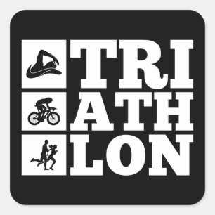 Black ・ Triathlon Motivation Quadratischer Aufkleber
