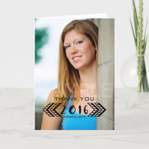 Black Tribal Aztec Foto Abschluss Danke Karte