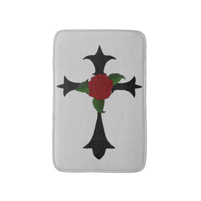 Black Tribal Cross Bath Mat Badematte (Vorderseite Vertikal)