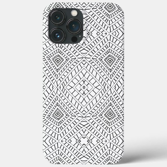Black Tribal Diamonds Mud Tuch Afrikanisches Muste Case-Mate iPhone Hülle (Rückseite)