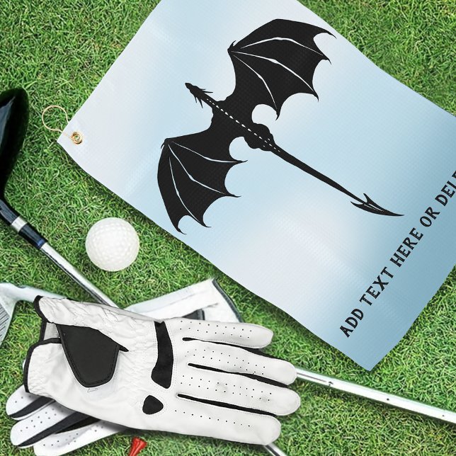 Black Tribal Flight Dragon Fantasy Blue Sky Golfhandtuch (Von Creator hochgeladen)