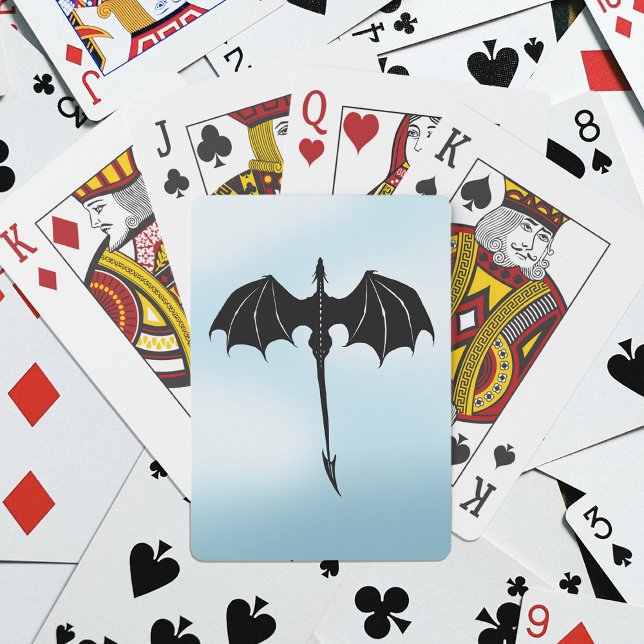 Black Tribal Flight Dragon Fantasy Blue Sky Spielkarten (Von Creator hochgeladen)