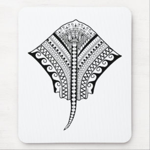 Black Tribal Stingray Manta Ray Mousepad