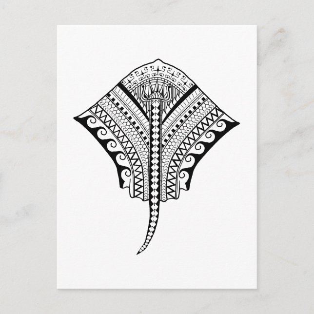 Black Tribal Stingray Manta Ray Postkarte (Vorderseite)