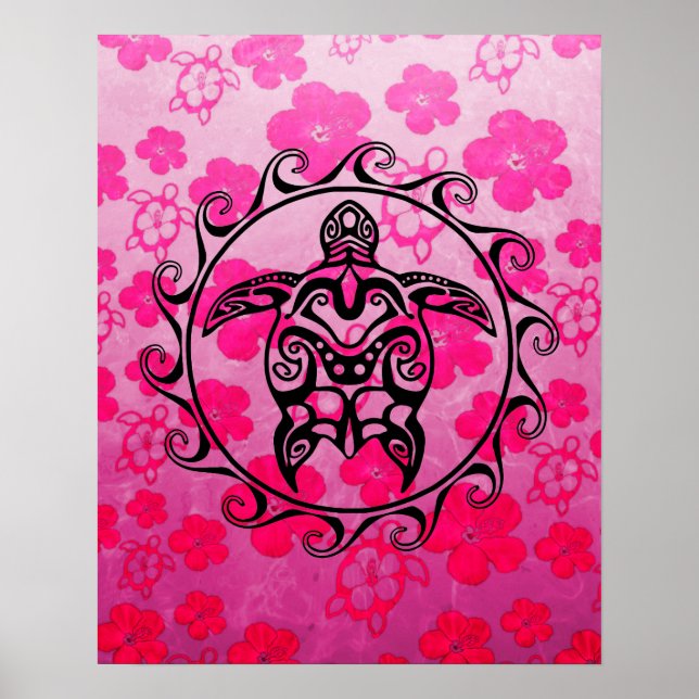 Black Tribal Turtle Poster (Vorne)
