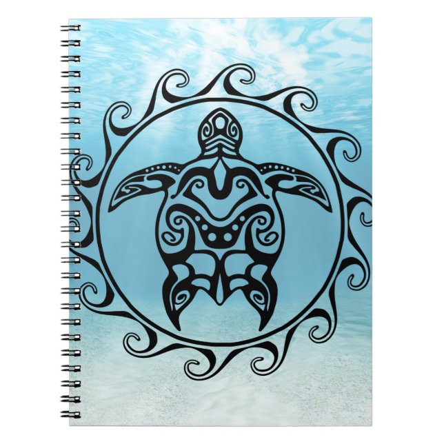 Black Tribal Turtle Sun Notizblock (Vorderseite)