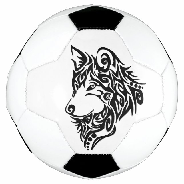 Black Tribal Wolf Fußball (Vorderseite)
