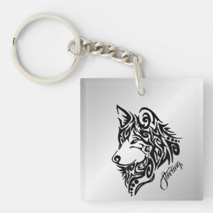 Black Tribal Wolf Schlüsselanhänger