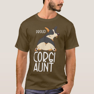 Black Tricolor Corgi Lover Proud Corgi Tante T-Shirt