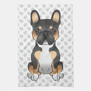 Black Tricolor French Bulldog Frenchie Dog & Paws Geschirrtuch