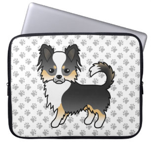 Black Tricolor Long Coat Chihuahua Dog & Paws Laptopschutzhülle
