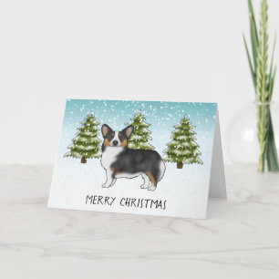 Black Tricolor Pembroke Corgi Dog Winter Weihnacht Karte