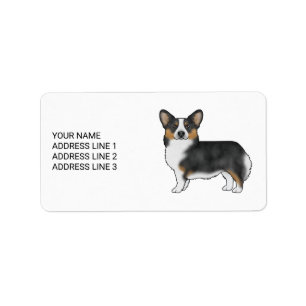 Black Tricolor Pembroke Walisisch Corgi und Ihr Te Adressaufkleber