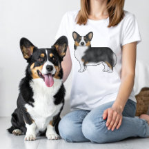 Black Tricolor Pembroke Welsh Corgi Cartoon Dog