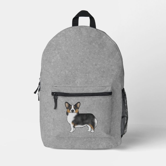 Black Tricolor Pembroke Welsh Corgi Niedlich Dog G Bedruckter Rucksack (Vorderseite)