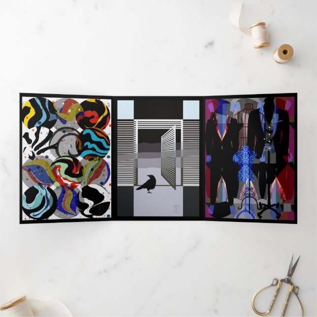 Black Trifold Card Dreifach Gefaltete Karte (Innenseite)