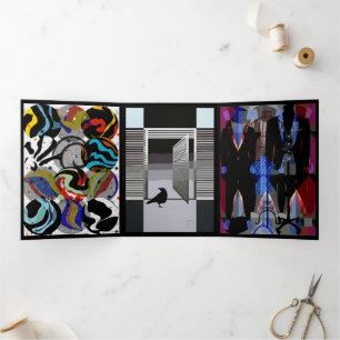 Black Trifold Card Dreifach Gefaltete Karte
