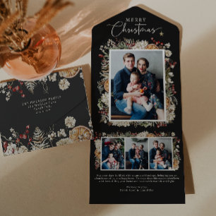 Black Trifold Christmas Card All In One Einladung
