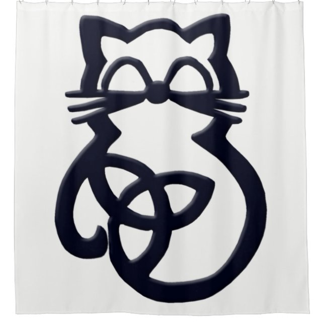 Black Trinity Knot Celtic Cat Dusche Vorhang (Vorderseite)