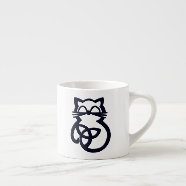 Black Trinity Knot Celtic Cat Espresso Tasse (Rechts)