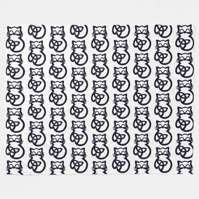 Black Trinity Knot Celtic Cat Fleece Blanket (Vorderseite (Horizontal))