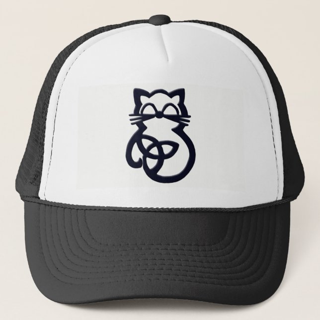 Black Trinity Knot Celtic Cat Hat Truckerkappe (Vorderseite)