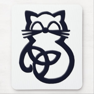 Black Trinity Knot Celtic Cat Mousepad