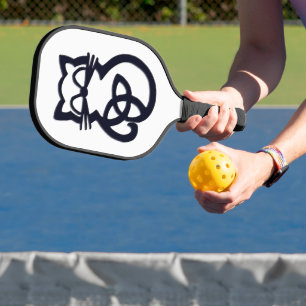 Black Trinity Knot Celtic Cat Pickleball Schläger
