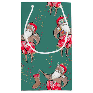 Black Tropical Santa Gift Bag Kleine Geschenktüte
