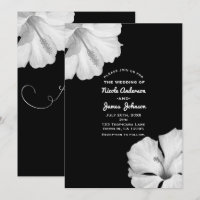 Black Tropical Wedding Einladungen von White Hibis