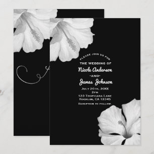 Black Tropical Wedding Einladungen von White Hibis