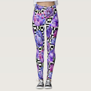 Black Tulip Watercolor Leggings