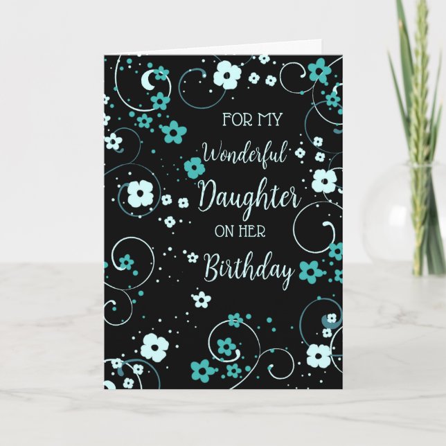 Black Turquoise Daughter Birthday Karte (Vorderseite)