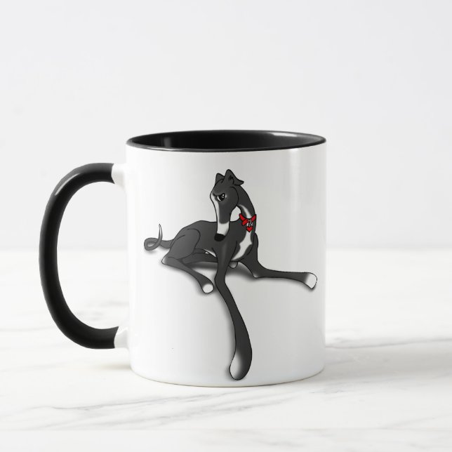 Black Tux Greyhound-Tasse Tasse (Links)