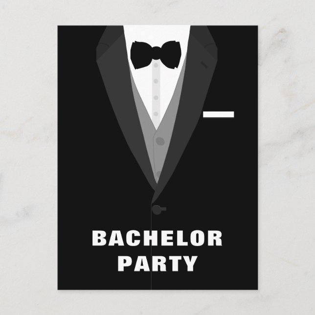 Black Tuxedo Bachelor Party Einladung (Vorderseite)
