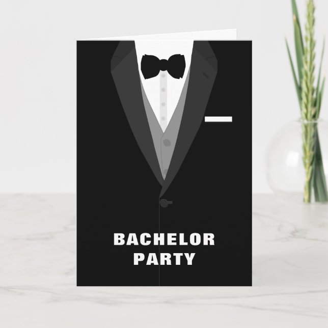 Black Tuxedo Bachelor Party Einladung (Vorderseite)