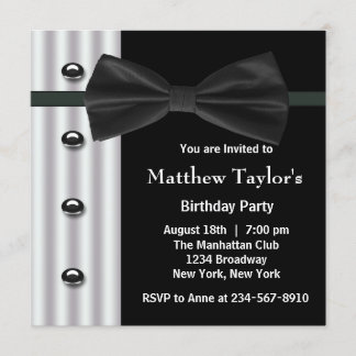 Black Tuxedo Bow Krawatte Mens Birthday Party Einladung