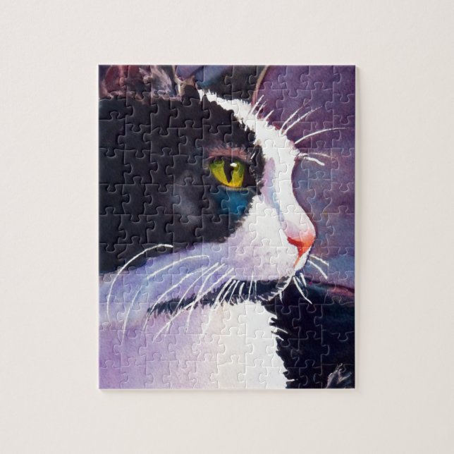 Black Tuxedo Cat in Stormy Mood Puzzle (Vertikal)