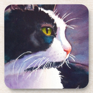 Black Tuxedo Cat in Stormy Mood Untersetzer