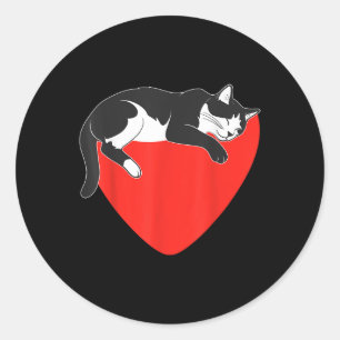 Black Tuxedo Cat Lover Eigentümer Valentinstag Lie Runder Aufkleber