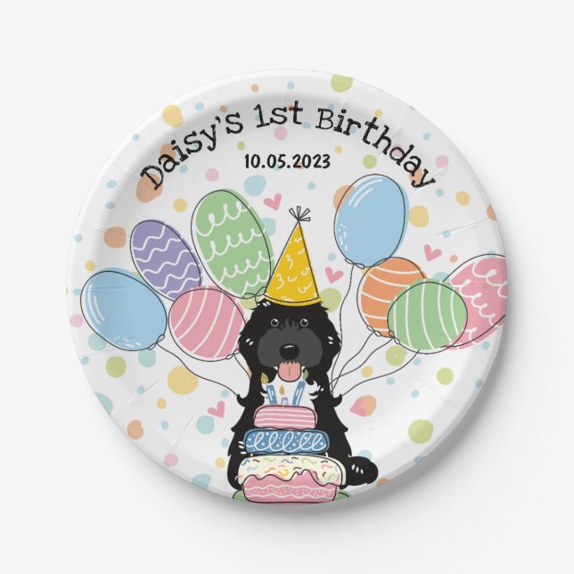 Black Tuxedo Cockapoo Cavapoo Dog Geburtstag Pappteller (Vorderseite)