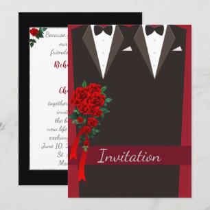 Black Tuxedo Gay Wedding Einladung