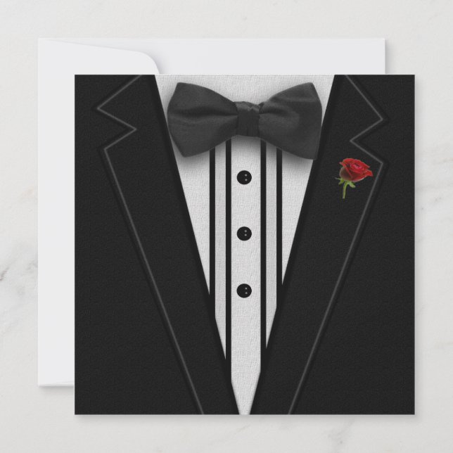 Black Tuxedo mit Bow-Krawatte Einladung (Rückseite)