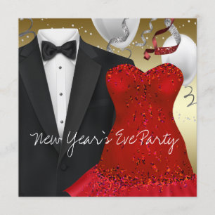 Black Tuxedo Rotes Dress Party Einladung